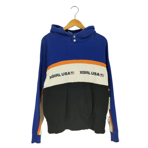 エックスガール X-girl TRI-COLOR SWEAT HOODIE トリコカラー スウェットフーディー プルオーバーパーカー レディース JPN:2