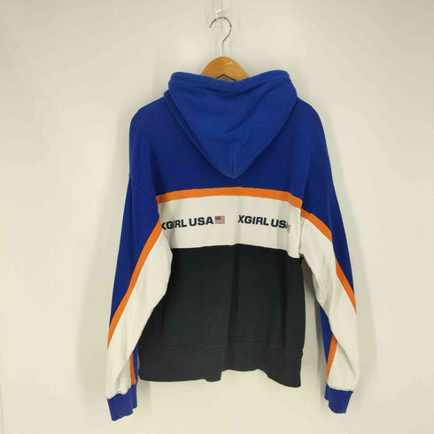 エックスガール X-girl TRI-COLOR SWEAT HOODIE トリコカラー スウェットフーディー プルオーバーパーカー レディース JPN:2