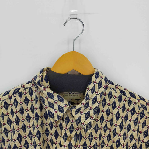 ナチュラルイシュー NATURAL ISSUE 幾何学コットンS/Sシャツ メンズ JPN:XL