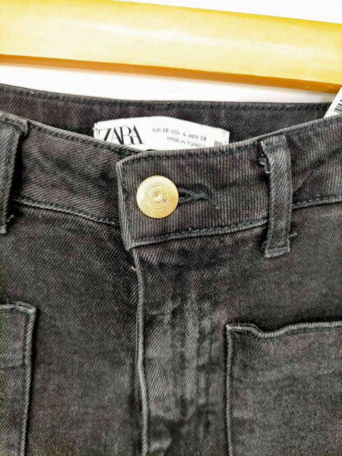 ザラ ZARA RHINESTONE BUTTONED FLARED JEANS レディース EUR:36