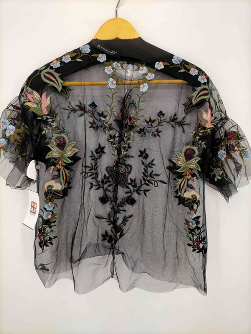 ザラ ZARA 花柄刺繍 シアーブラウス レディース import:S