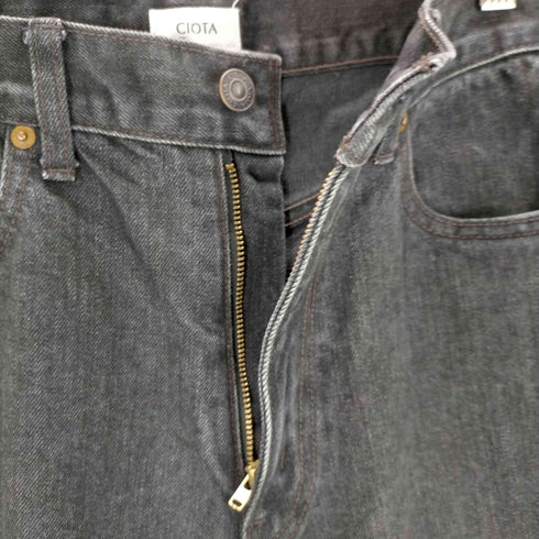 シオタ CIOTA ブラック スビンコットン 13.5OZ ワイドテーパードデニム メンズ 29
