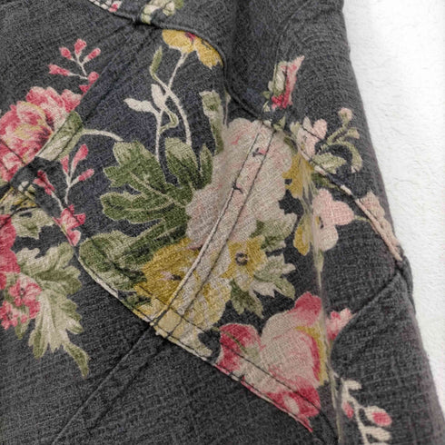 ジュンヤワタナベコムデギャルソン JUNYA WATANABE COMME des GARCONS AD2001 02SS 格子状パッチワーク カットオフ加工花柄フレアスカート レディース JPN:S
