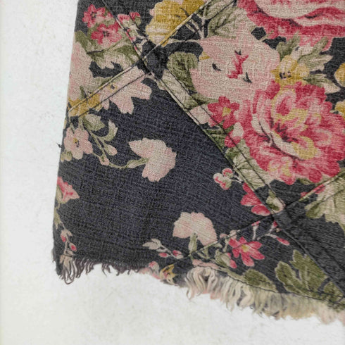 ジュンヤワタナベコムデギャルソン JUNYA WATANABE COMME des GARCONS AD2001 02SS 格子状パッチワーク カットオフ加工花柄フレアスカート レディース JPN:S