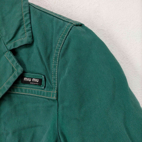 ミュウミュウ miu miu ロゴ刺繍 コットンワークジャケット レディース JPN:M