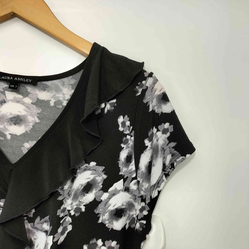 ローラアシュレイ LAURA ASHLEY 花柄 Vネックショートスリーブワンピース レディース JPN:7号