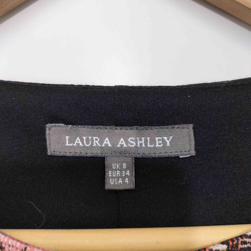 ローラアシュレイ LAURA ASHLEY リトアニア製 花柄 七分袖タックタイトワンピース レディース UK:8