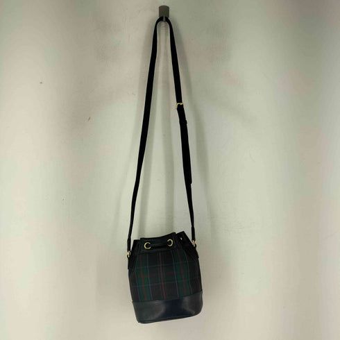 ダックス DAKS 巾着 レザーチェックショルダーバッグ レディース