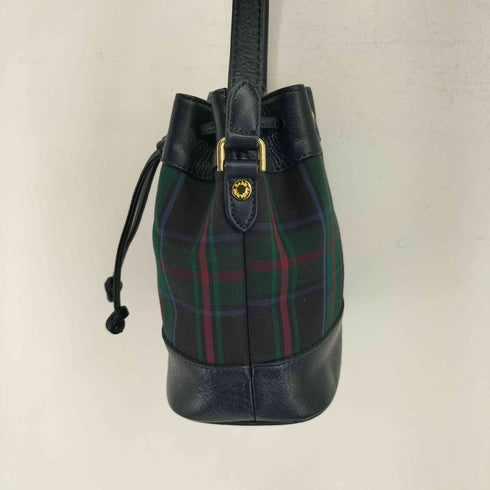 ダックス DAKS 巾着 レザーチェックショルダーバッグ レディース