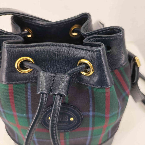 ダックス DAKS 巾着 レザーチェックショルダーバッグ レディース