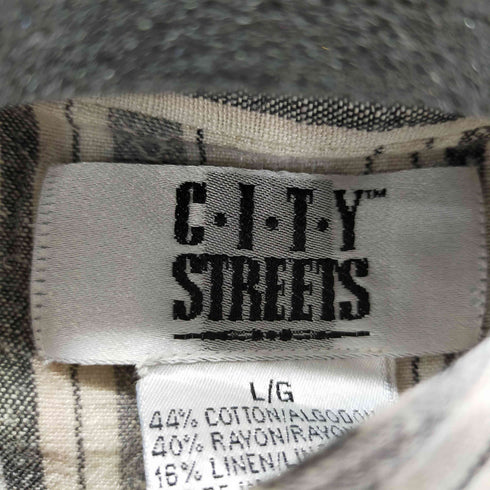 フルギ CITY STREETS リネンコットン バンドカラー ストライプシャツ メンズ JPN:L