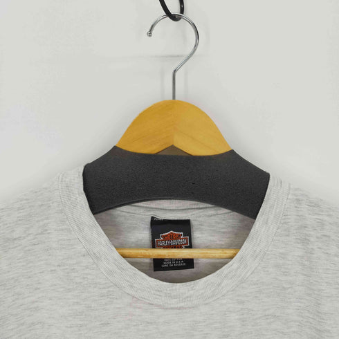 ハーレーダヴィットソン HARLEY DAVIDSON ©1995 HANES BEEFYボディ Tシャツ 両面プリント 大判バックプリント 霜降りグレー メンズ JPN:XL