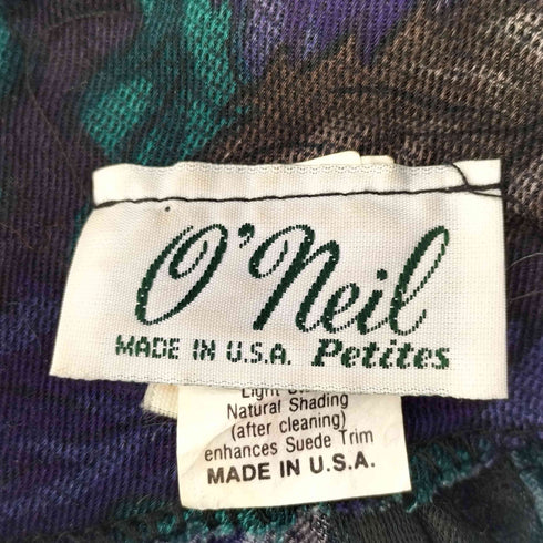 O'neil Petites USA製 スエード切替 花柄 マキシ ワンピース ヴィンテージ レディース US:6