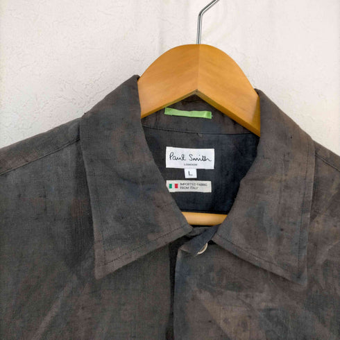 ポールスミスロンドン Paul Smith LONDON ムラ染め ネップxフリンジ レーヨンリネンL/Sシャツ メンズ JPN:L