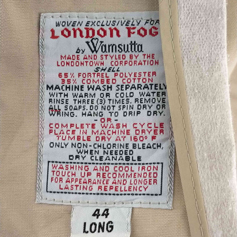 ロンドンフォグ LONDON FOG WAMSUTTA製 ステンカラーコート メンズ 44 LONG
