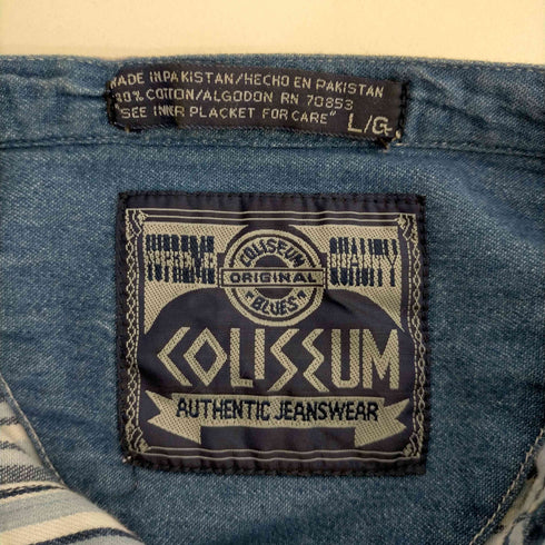 COLISEUM ストライプ バンドカラーシャツ メンズ JPN:L
