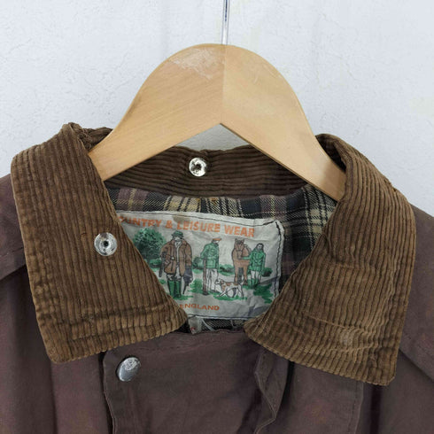 COUNTRY LEISURE WEAR 英国製 襟コーデュロイ 裏地チェック オイルドコート メンズ import:S