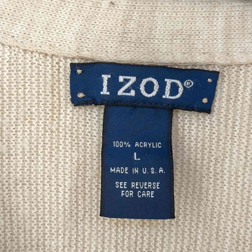 アイゾッド IZOD USA製 ワンポイント刺繍 アクリルカーディガン メンズ import:L