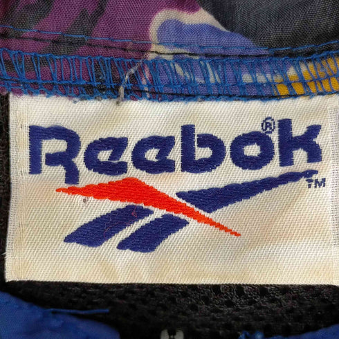 リーボック Reebok 90s ロゴ刺繍 ナイロンジップアップフーディー 短丈 メンズ import:L