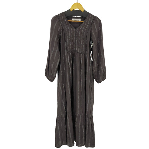 サラマリカ [Sara Mallika 24SS Lurex Stripe Shirring Long Sleeve Dress コットン ルレックス ストライプ シャーリングドレス レディース JPN:M