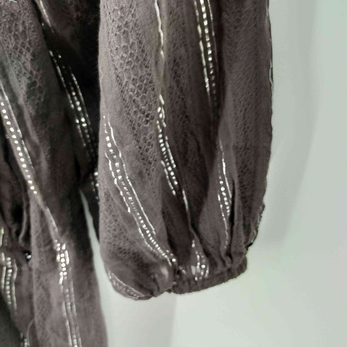 サラマリカ [Sara Mallika 24SS Lurex Stripe Shirring Long Sleeve Dress コットン ルレックス ストライプ シャーリングドレス レディース JPN:M