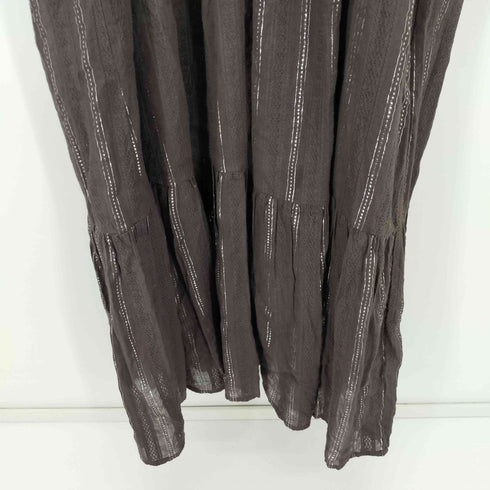 サラマリカ [Sara Mallika 24SS Lurex Stripe Shirring Long Sleeve Dress コットン ルレックス ストライプ シャーリングドレス レディース JPN:M
