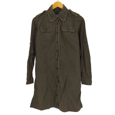ポロジーンズカンパニーラルフローレン POLO JEANS COMPANY RALPH LAUREN レース切替 フラップポケット エポレット L/S シャツ ワンピース Y2K レディース import:L
