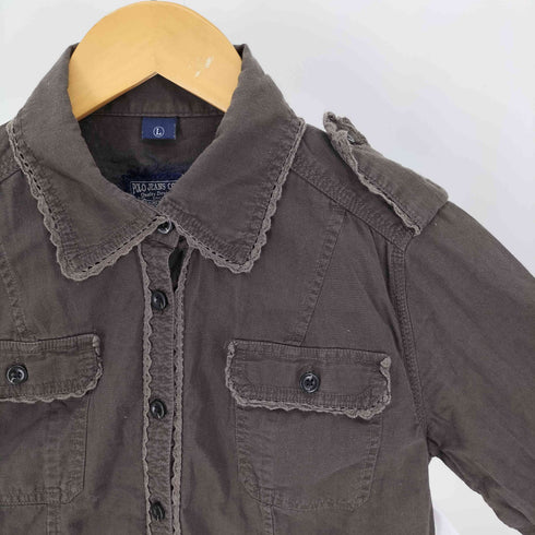 ポロジーンズカンパニーラルフローレン POLO JEANS COMPANY RALPH LAUREN レース切替 フラップポケット エポレット L/S シャツ ワンピース Y2K レディース import:L