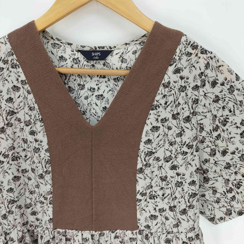 シップス SHIPS Colors 襟切替 総柄 ワンピース レディース