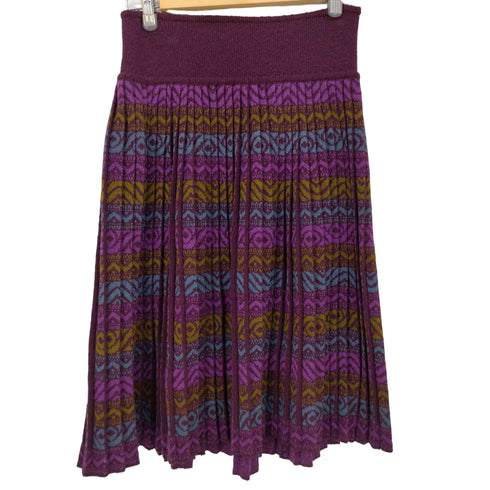 ミッソーニ MISSONI イタリア製 ウールレーヨン 総柄プリーツニットスカート レディース 44