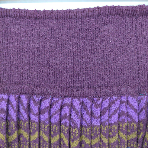 ミッソーニ MISSONI イタリア製 ウールレーヨン 総柄プリーツニットスカート レディース 44