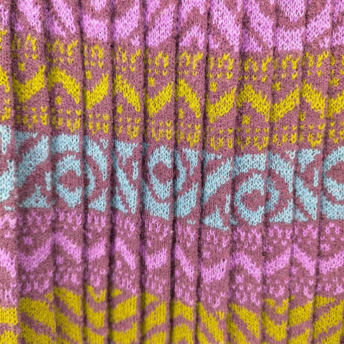 ミッソーニ MISSONI イタリア製 ウールレーヨン 総柄プリーツニットスカート レディース 44