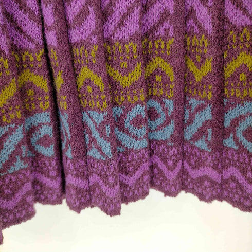 ミッソーニ MISSONI イタリア製 ウールレーヨン 総柄プリーツニットスカート レディース 44