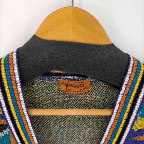 ミッソーニ MISSONI イタリア製 コットン混 レーヨン 総柄ニット カーディガン レディース