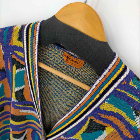 ミッソーニ MISSONI イタリア製 コットン混 レーヨン 総柄ニット カーディガン レディース