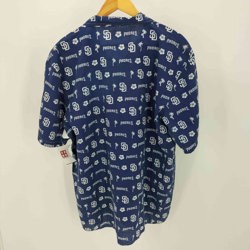 BDA MLB チームロゴ ハイビスカス ヤシの木 プリント アロハシャツ メンズ JPN:XL