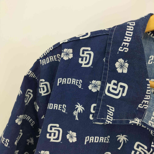 BDA MLB チームロゴ ハイビスカス ヤシの木 プリント アロハシャツ メンズ JPN:XL