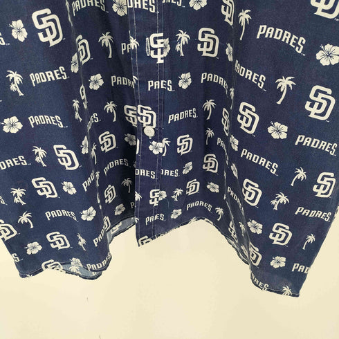 BDA MLB チームロゴ ハイビスカス ヤシの木 プリント アロハシャツ メンズ JPN:XL