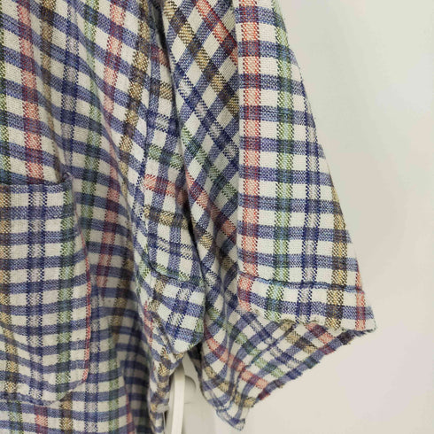 S/S グランパチェックシャツ ワンポケット ビックシルエット メンズ
