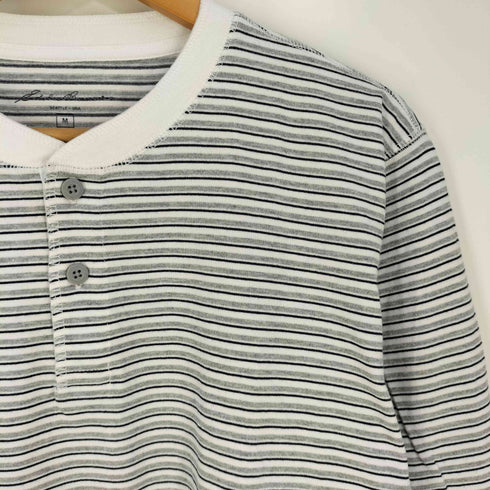 エディーバウアー Eddie Bauer ボーダー ヘンリーネックTシャツ メンズ import:M