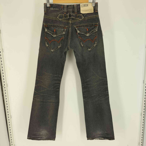 エドウィン EDWIN 401XVS シンチバック オレンジステッチ フレア デニム パンツ Y2K レディース 28