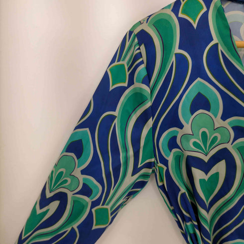 ザラ ZARA 幾何学柄 Vネック ワンピース レディース import:S