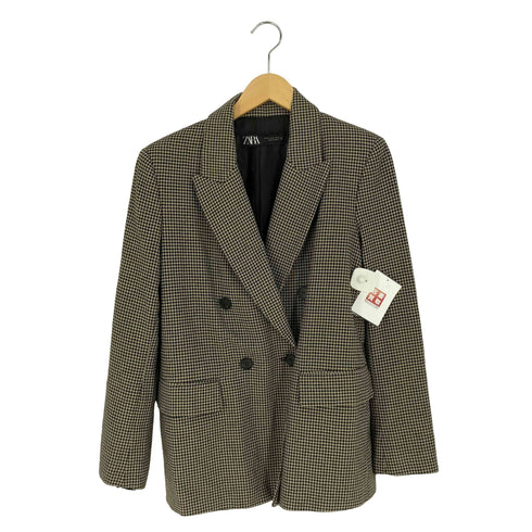 ザラ ZARA チェック ダブルブレストテーラードジャケット レディース import:XS