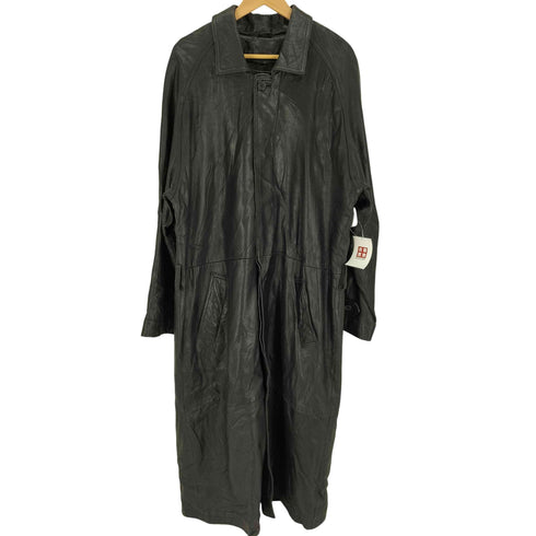 Tannery West 90S 本革 比翼 レザー ロング ステンカラーコート メンズ import:L