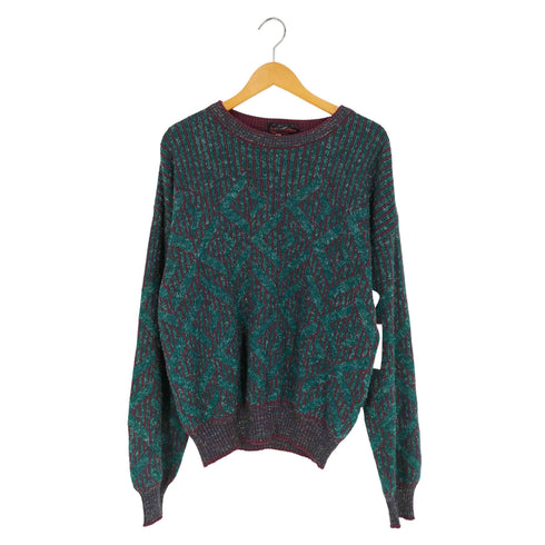 claybrooke イタリア製 総柄 アクリルウール クルーネックニット メンズ import:M