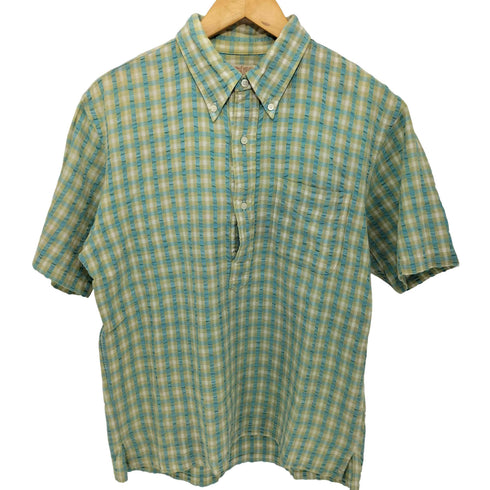 シュガーケーン SUGAR CANE シアサッカープルオーバーチェック柄半袖シャツ メンズ M