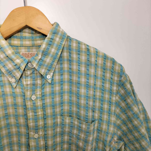 シュガーケーン SUGAR CANE シアサッカープルオーバーチェック柄半袖シャツ メンズ M