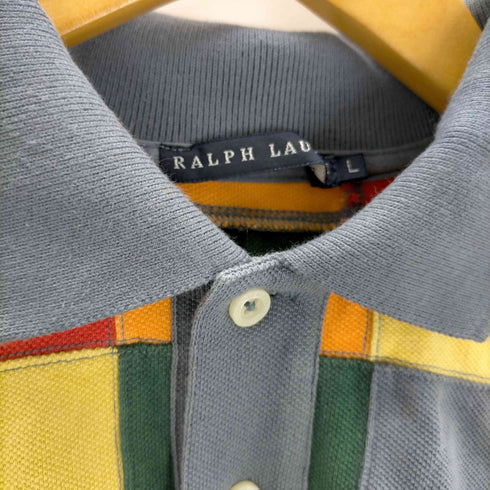 ラルフローレン RALPH LAUREN マカオ製 パッチワーク ワンポイント刺繍ポロシャツ レディース import:L