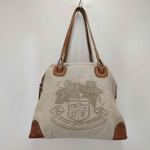 ゲンテン genten ロゴ刺繍レザーパッチトートバッグ レディース
