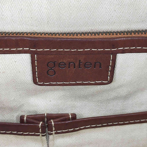 ゲンテン genten ロゴ刺繍レザーパッチトートバッグ レディース